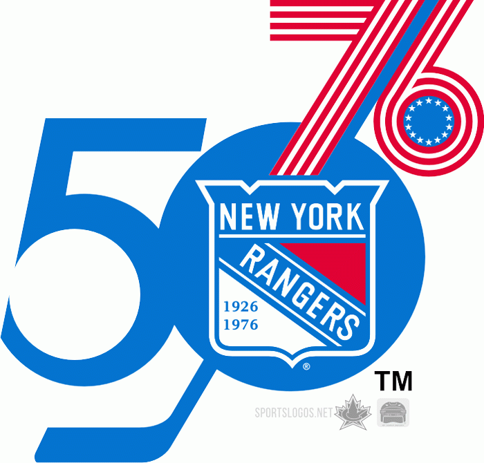 New York Rangers 1975 76 Anniversary Logo iron on paper